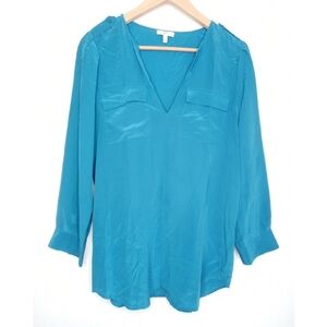 Joie 100% Silk Blue V-Neck Blouse